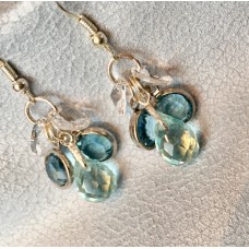 745 boucles d'oreilles aigue marine, swarovski, argent sterling